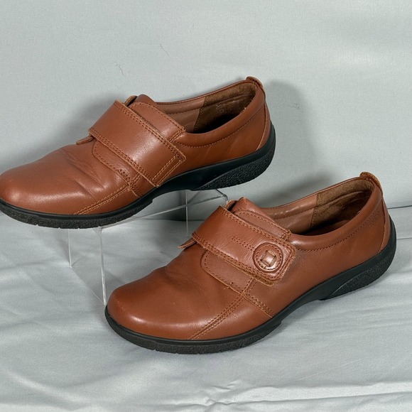 Hotter Comfort Concept Shoes US 7.5 Women Hook Loop Brown Leather England Sugar - Picture 1 of 8